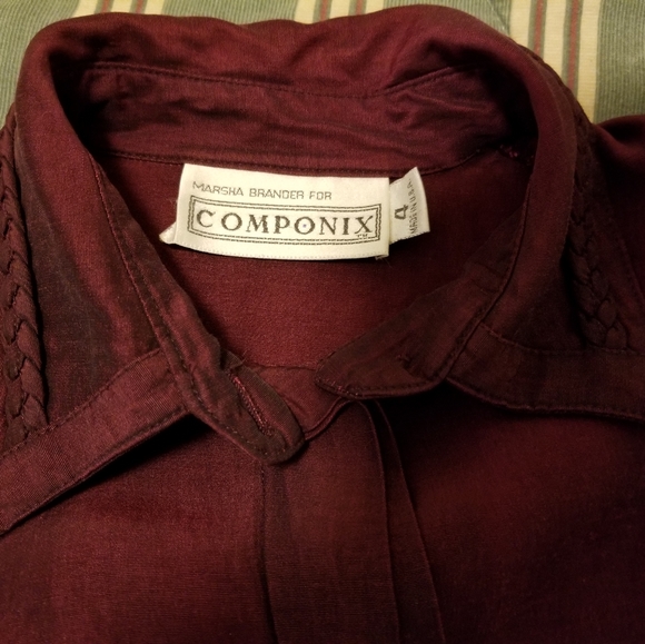 Burgundy wine colored long sleeve blouse - Picture 3 of 4
